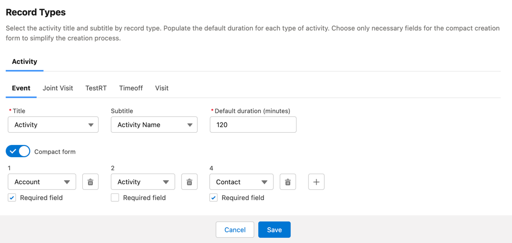 cpg settings record types