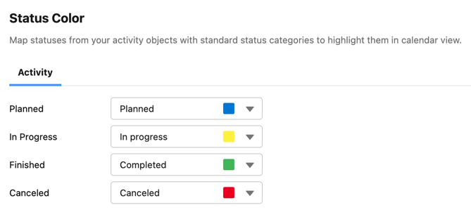 cpg settings visualization status color