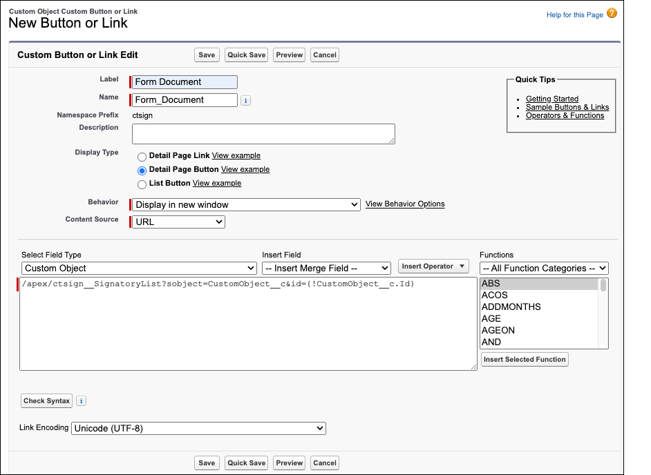 Add Form Button to Custom Object