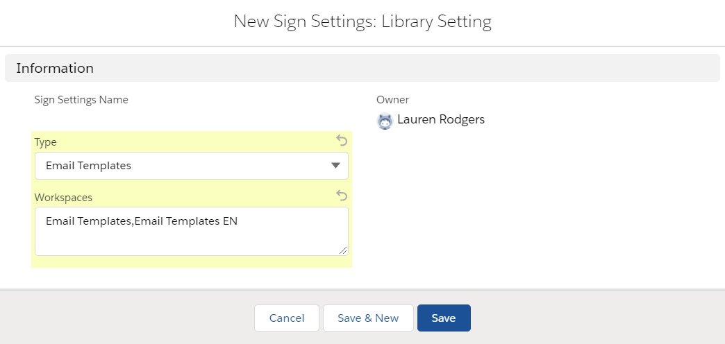 Create Library Setting