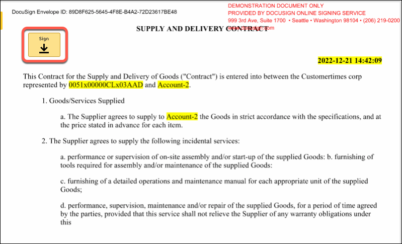 docusign sign button