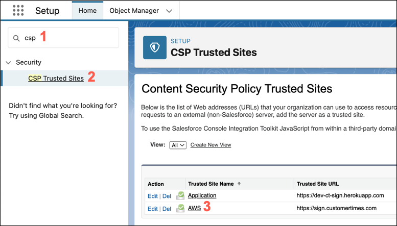 trusted sites aws