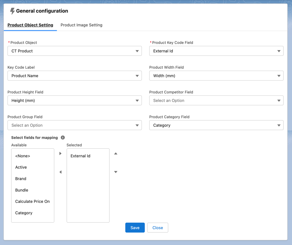 General Configuration Product Object 2.9