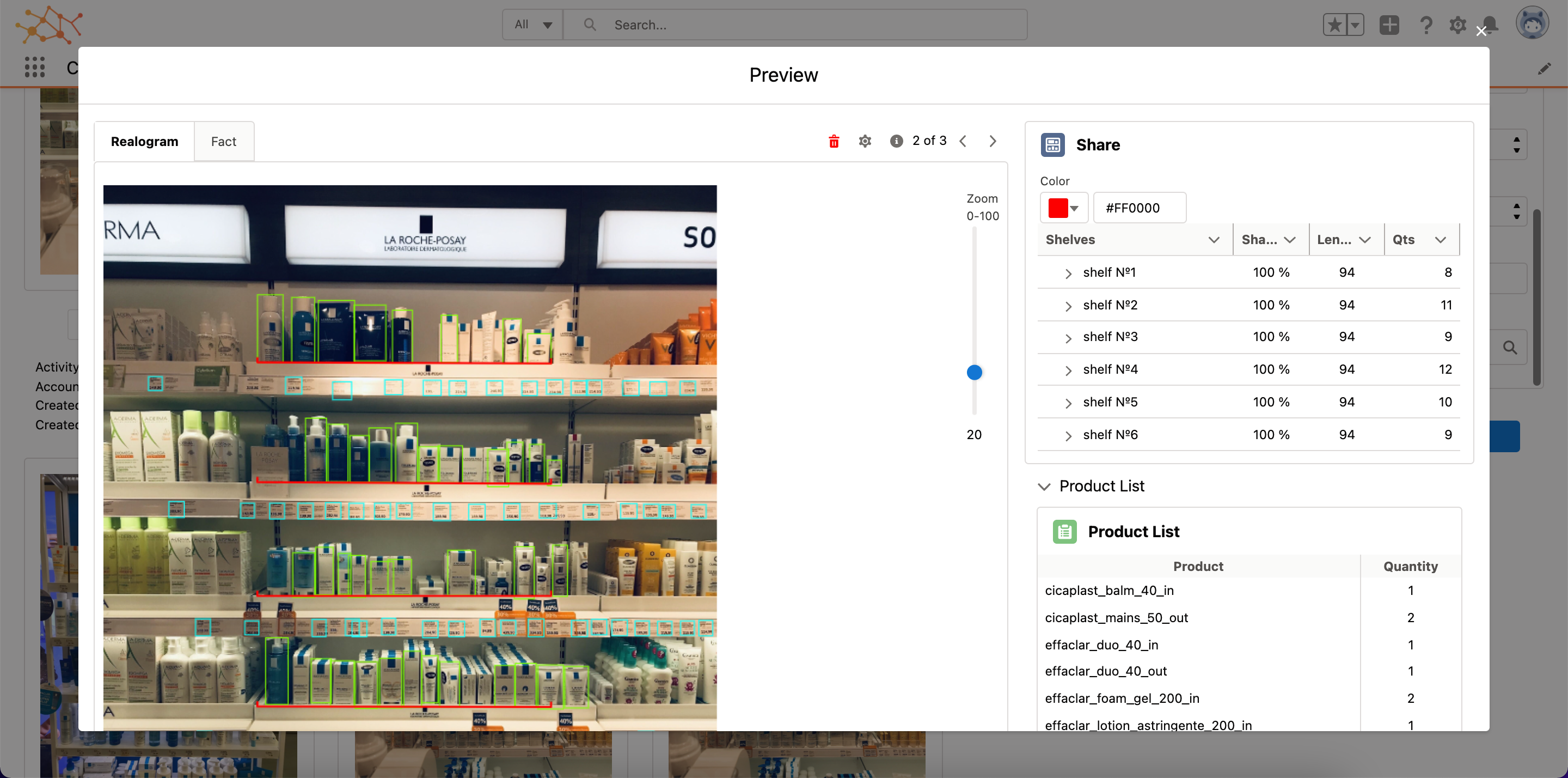 The Preview window with the Realogram